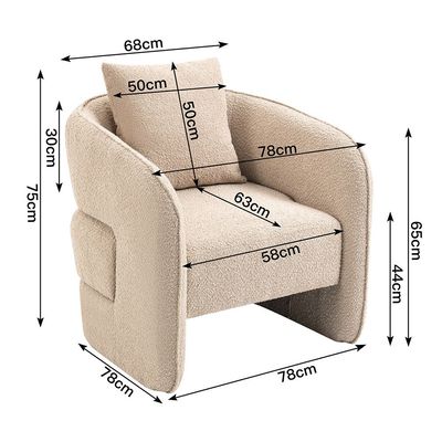 Vinci 1-Seater Fabric Accent Chair - Beige - With 2-Year Warranty